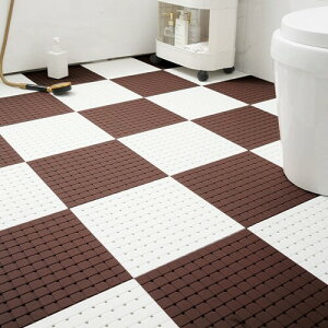 MASTORE 浴室内マット 30cm×30cm (12枚) お風呂マット 洗い場マット お風呂 滑り止め マット バスマット やわらかい ジョイント すのこ マット防カビ 転倒防止(ブラウン+白い)