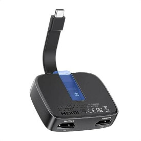 Cable Matters ポータブル 8K / デュアル 4K 60Hz USB C デュアル HDMI 変換アダプタ 折りたたみ式 Thunderbolt デュアル HDMI 変換アダプタ Thunderbolt 4 対応 DELL XPS Surface Pro 適用 (macOSは1つの拡張ディスプ