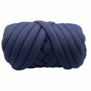 (smile mode) チャンキーニット 毛糸 極太 2.5cm 1kg 手編み用ふわふわロープ毛糸 洗濯可 DIY 編み物 10色 3サイズ (500g, ネイビー)