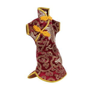 Frcolor ワインボトルカバー 中国風 旗袍デザイン 刺繍 サテン 防水 保温保冷 おしゃれ 対応 ウイスキー/日本酒/焼酎用 旅行用 衝撃吸収 収納バッグ