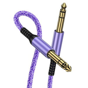 ANNIBER 6.35mm TRSオーディオケーブル ギターシールド ナイロン編み(保証付)モノラルケーブル 標準プラグ オス-オスミキサー ギター アンプ スピーカー等の接続用 2M