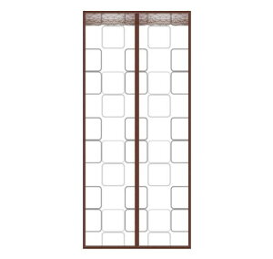 HJ 間仕切りカーテン 自動式磁気カーテン 防風のれん 網戸開閉式 虫よけ マグネット 冷暖房効率UP 省エネ対策 取り付け簡単 断熱 保温 防寒 防水 遮光 防音 チェック ブラウン (70*200cm)