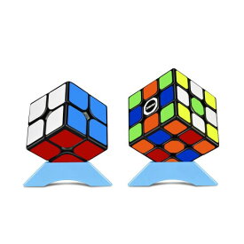 公式版 マジックキューブ 競技用キューブ 魔方 プロ向け 回転スムーズ 安定感 知育玩具 Magic Cube ステッカー版 (2個セットブルー)