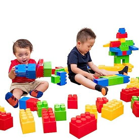 RiZKiZ 大きなブロック 86個セット ビッグブロック 全身を使って遊べる大型のブロック 知育玩具 指先知育 軽量 室内遊び おもちゃ おままごと おかたづけ 男の子 女の子 プレゼント 誕生