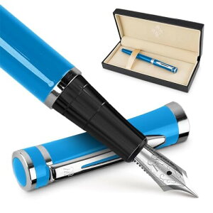 Wordsworth & Black Fountain Pen Set, Medium Nib, Includes 6 Ink Cartridges and Ink Refill Converter, Gift Case, Journaling, Calligraphy, Smooth Writing Pens (Sky Blue), Perfect for Men and Women