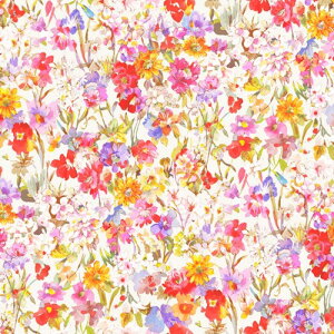 nora. FR1018-B 花柄 シーチング 生地 手芸用 オレンジ (生地巾110cm×100cm)