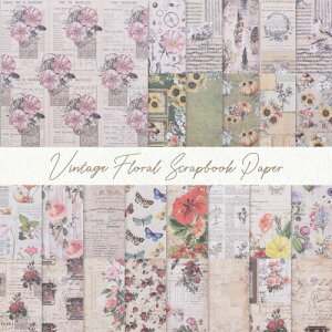 URROMAヴィンテージフローラルスクラップブックコラージュ用品パック48個,4スタイルスクラップブック装飾DIYカードデコレーションフォトフレームアルバムノートブックジャーナル用