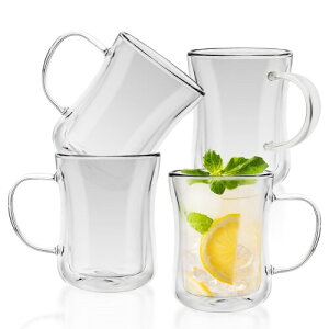 QuiExact �^���u���[ 340ml 4�Z�b�g �O���X�J�b�v �R�[�q�[�R�b�v �~���N�R�b�v �}�O�J�b�v ��d�\�� �ۗ� �ۉ� �f�M ���I���Ȃ��O���X ��d�O���X �_�u���E�H�[�� �A�C�X�R�[�q�[ �O���X