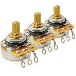 CTS 450G A250K ポット 真鍮 ショートスプリットシャフト1/4インチ 10% Aカーブ ポテンショメーター エレキギターベース用(3個セット)