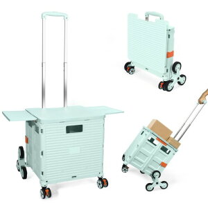 ur×SELORSS BY10C キャリーカート折り畳み式 四輪台車 軽量 アルミニウム合金ロッド買い物カート収納可能 カバー 車輪ストッパー付き 静音 ショッピング アウトドア キャップ オフィス 買