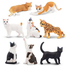 TOYMANY 8PCS 猫フィギュア 動物フィギュア かわいい猫 リアルな動物模型 猫モデル 人気動物 玩具 誕生日プレゼント クリスマス 新年 飾り物 コレクション 6歳以上