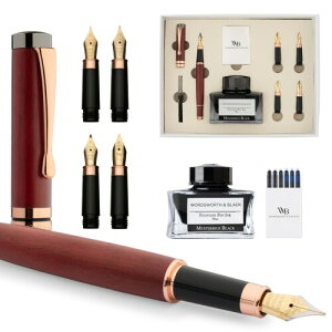 Wordsworth & Black Fountain Pen Gift Set, �C���N�r�A6�̃C���N�J�[�g���b�W�A�C���N�R���o�[�^�[�A4�{�̑ւ��y����A�����|�A�W���[�i�����O�A�J���O���t�B�[�A���炩�ȏ������̃y�� (�o�C�I