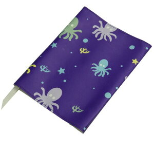 gogesブックカバー 新書版 可愛い 防水レザー ? 上質感のある合皮 多色多サイズ選択可能な高級本カバー サイズ調整可能 厚め対応可 しおり付き 軽量 おしゃれ(新書 いか柄プリント)