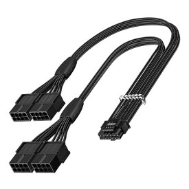 Fasgear PCI-E5.0延長ケーブル,16Pin(12+4) Male to PCI-E 5.0 4x8(6+2) Pin Female Sleeved Extension Cable, 40cm 12VHPWR Cable Compatible for GPU GeForce RTX 3090Ti 4080 4090 4070Ti (16AWG/ブラック)