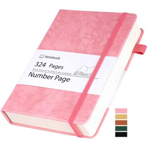 CAGIE ノート a5 日記 おしゃれ ノートブック 324ページ ハードカバー クラシックノート ペンホルダー付き 100gsmインク耐性紙 大人 女の子 旅行日記 仕事 プレゼント ゴムバンド付き ピンク