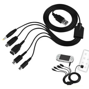5 in 1 USB �[�d�P�[�u�� �}���`�Q�[��USB�[�d�P�[�u�� USB�P�[�u�� �[�d�� ���ϋv �f���h�~ �}���[�d �u���b�N �j���e���h�[ 3DS/NDSL/SP/WIIU/PSP�ɑΉ� Nintendo SP 2DS, DSi(XL/LL),3DS(XL/LL) 1.2m