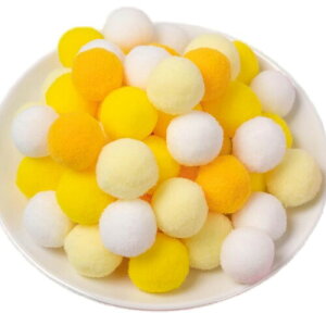 ポンポンボール 直径約25 mm イエロー系 ミックス 100個入り 毛球 小玉 フェルトボール 玉 DIY 人形 ぬいぐるみボール 手芸材料 パーツ アクセサリー 髪飾り ボンテン ボン天 飾り デコ用