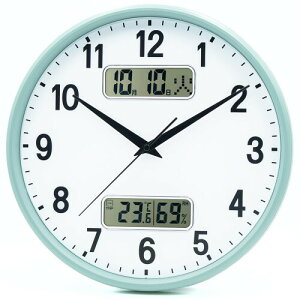 掛け時計 電波時計 自動受信 アナログ 連続秒針 温度 湿度 カレンダー 自宅 寝室 部屋飾り 贈り物 インテリア 大数字 見やすい 直径33cm