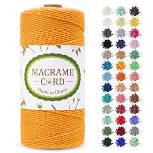 LEREATI マクラメロープ 2mm x 200m マクラメ糸 綿ロープ yarn コットン綿糸 ひもめん 紐 DIY 手編みロープ, 壁掛け, 鉢植え装飾, 編み物, 工芸品 (ゴールデン)