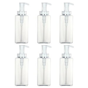 FrugeL シャンプー ボトル 詰め替え 容器 6本セット ディスペンサー キャップ付き 500ml (ホワイト)