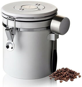 Hoffnugshween コーヒー豆保存容器 キャニスター 密閉容器 1500ml ステンレス 錆びにくい 日付表示 スプーン付き 500g 高密閉性 鮮度保持 茶筒 コーヒー粉 お菓子 砂糖 ナッツ 香辛料 食品貯蔵