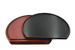 紀州漆器 角田清兵衛商店 半月盆 30cm お盆 トレー リバーシブル おもてなし用 来客用 5枚組