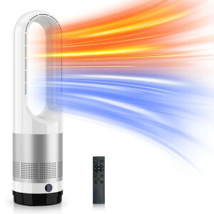 セラミックヒーター 羽なし 冷暖兼用 タワーファン 温風 送風 3段階温風&8段階送風切替 100°自動首振り 9Hタイマー 静音 扇風機 強風&微風モード 大風量速暖 リモコン付 転倒自動OFF 過