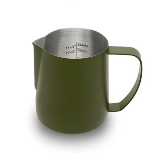 watchget ミルクピッチャー ミルクジャグ ラテアートピッチャー ミルク泡立て器ジャグエスプレッソ蒸気ピッチャー ステンレス製 目盛り付き ラテアート カプチーノカップ グリーン 350ml