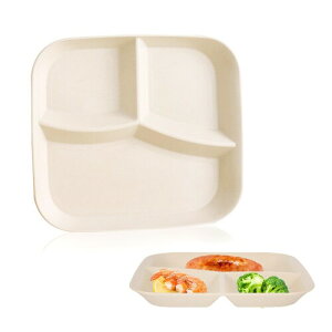 ランチプレート 子供の食事トレイ 仕切り皿 軽い 割れにくい 約 食器お皿 仕切り プレート 食洗機対応 電子レンジ対応 (ベージュ)