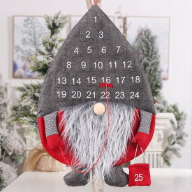 クリスマスカレンダー カウントダウン アドベントカレンダー クリスマス 飾り 壁掛け かわいい トムテ サンタ 24個ポケット付き (グレー)