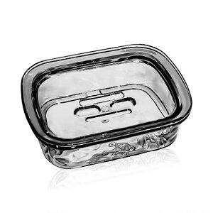 (Arena Leo) ソープディッシュ 石鹸入れ 水切り 石けん皿 浴室 洗面台 透明 クリア ソープトレー (クリアブラック)