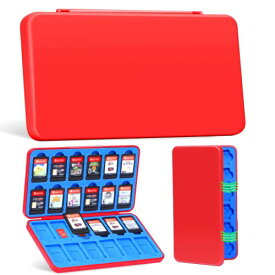 JINGDU 24 スロット Switch ゲームカードケース Switch ゲーム & マイクロ SD カードと互換性あり、Switch Lite & OLED ゲームカード用ゲームホルダーオーガナイザー (Red)