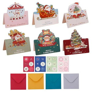 Lyyxjsltd 72枚セットクリスマス カード メッセージカード 封筒やシール付き 立体 ポップアップ クリスマス グリーティングカード 2024年最新型 封筒付き お祝い 挨拶