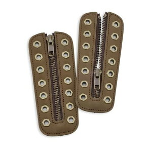 (Soletec) ソレテック 本革製 手作り7穴付きジッパープレート すべてのブランド用 安全靴 作業靴 革靴 ZIP-173535-CHC(等間隔, ブラウン x ブロンズアイレット)