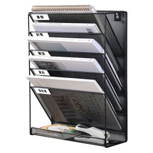 ファイルラック 6段 卓上収納 ラック 壁掛け デスク 収納 書類整理 書類トレー レタートレー 机の上収納 書類ラック 組み立て不要 新聞/雑誌/A4ファイル/フォルダー/書類入れ メッシュメ