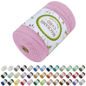LEREATI マクラメロープ 3mm x 300m, マクラメ 糸 コットン マクラメ 紐 天然綿糸, 綿ロープ の場合 DIY, 壁掛け、夢キャッチャー、鉢植え装飾, 編み物, ボヘミア結婚式アーチの装飾 (ピンク)