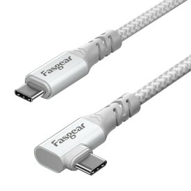 Fasgear USB C to Type C 3.2 Gen 2x2 Cable, 20Gbps 100W Charging 4K Video USB-C Cord 90 Degree Compatible for Mac-book Pro,i-Pad Mini,Dell/Sam-sung Displays, Thunderbolt 4/3 Monitors (1M, ホワイト)