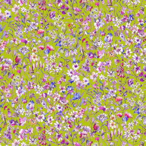 nora. FR1017-D 小花柄 水彩風 シーチング 生地 手芸用 カット済み 21B (グリーン, 生地巾110cm×100cm)