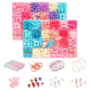 ENN LLC ビーズアクセサリーキット 手芸用 ブレスレット ネックレス作成可能 収納ケース付き (タイプ4)