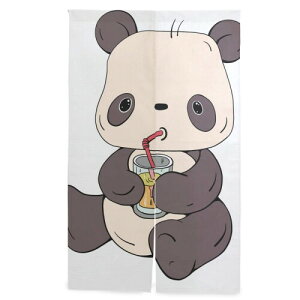 KaariDream のれん 遮光 目隠し おしゃれ 暖簾 ロング 綿 カーテン 間仕切り 遮熱 パンダ アニマル 動物柄 白 ホワイト かわいい 玄関 飲食店 インテリア 出入り口 レストラン 家庭用 業務用