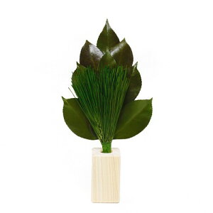 (A&K)キッチン 台所 竈の神様 神具 神棚 荒神松 S サイズ 榊立て セット プリザーブド (丹波産 高級椿葉 国産 ヒノキ 材 使用) 実用新案登録 第3222297号 手作り ハンドメイド 枯れない 荒神