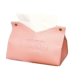 LOYELEY ティッシュケース おしゃれ 北欧デザイン カバー ティッシュボックス PUレザー ソフトパック用 インテリア 隙間 収納ケース 洗面所収納 (ピンク)