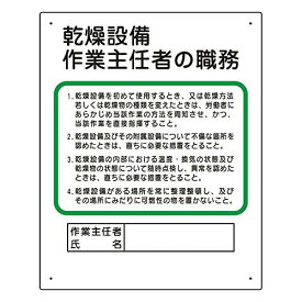 ユニット 作業主任者職務板 乾燥設備…