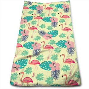 (IvebN) Cinlanck Pattern with Flamingo and Palm Leaves Exotic Customized Facial Wash and Hair Care Absorbent Towel,Pool Gym Bathroom Super Soft Towels