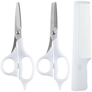 貝印 KAI セルフ用 ヘアカット セット くし付き 髪切り ハサミ スキバサミ 散髪 美容師監修マニュアル付 KQ3204