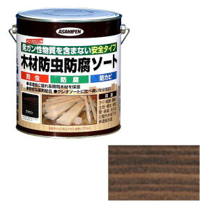 アサヒペン 塗料 ペンキ 木材防虫防腐ソート 2.5L ブラウン 油性 木部用 防カビ 防虫 防腐 防蟻 日本製