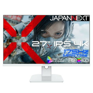 JAPANNEXT 27�C���` IPS�p�l������ 175Hz/1ms(MPRT)�Ή� 4K(3840×2160)�𑜓x �Q�[�~���O���j�^�[(�z���C�g) JN-IPS27G175U-W HDMI2.1 DP sRGB:99% DCI-P3:89% HDR400���� PS5 4K:120Hz�ڑ� VRR PIP/PBP �P�[�u������(�z���C