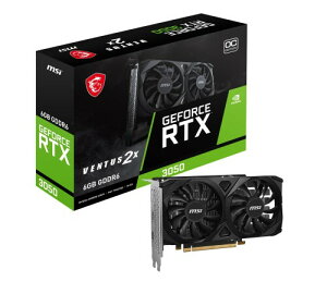 MSI GeForce RTX 3050 VENTUS 2X E 6G OC �Q�[�~���O�O���t�B�b�N�X�J�[�h - 6GB GDDR6 1492 MHz PCI Express Gen 4 96�r�b�g DP(v1.4a)1x HDMI 2.1 (4K�Ή�)