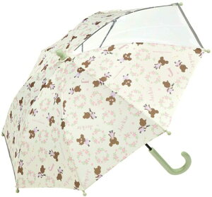 スケーター(Skater) 子供用 傘 40cm くまのがっこう 3~4才向け 約95~105cm 園児向け 視界が確保できる透明窓付き 指を挟みにくい手開き式 8本骨 女の子 UB40-A