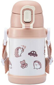 リーチウィル魔法瓶 ストローキッズボトル 450ml ワンタッチマグ キャラクターが浮き出る くるくるハリネズミ ベージュ RKSG-45BE